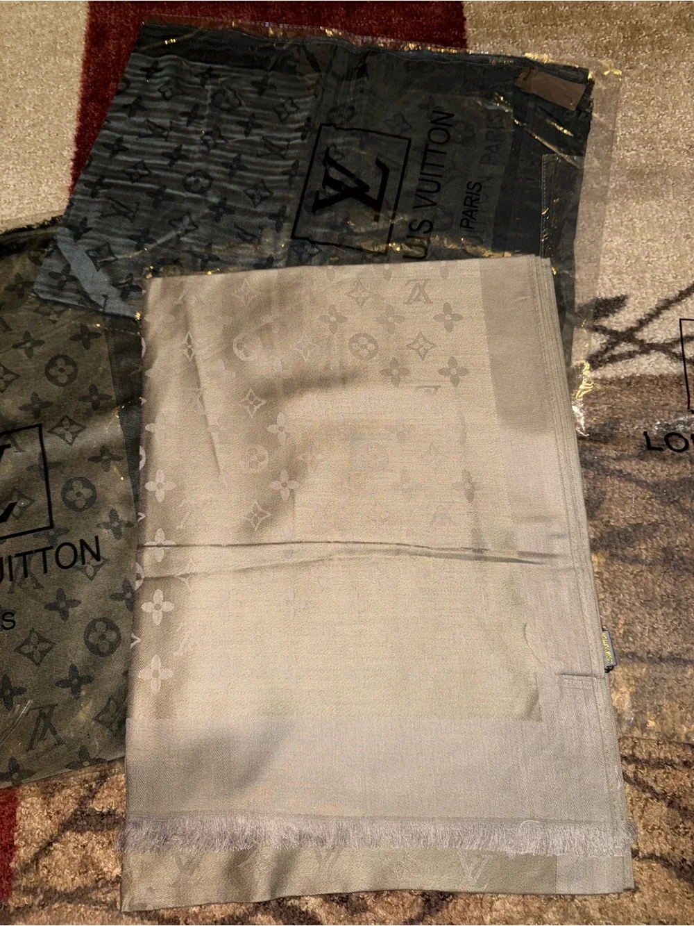 Tan/Tan Reversible Silk & Cashmere Fashion Scarf/Wrap- NWT